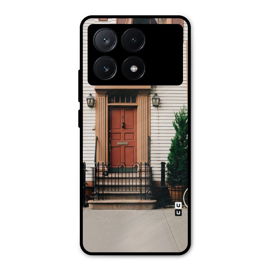 Pretty Orange Door Metal Back Case for Poco X6 Pro