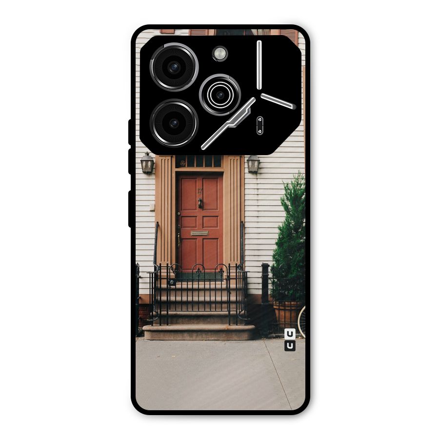 Pretty Orange Door Metal Back Case for Tecno Pova 6 Pro