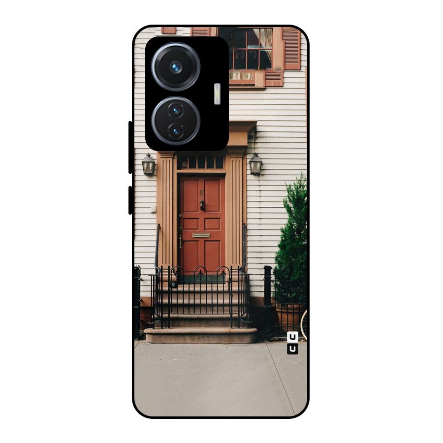 Pretty Orange Door Metal Back Case for Vivo T1 44W