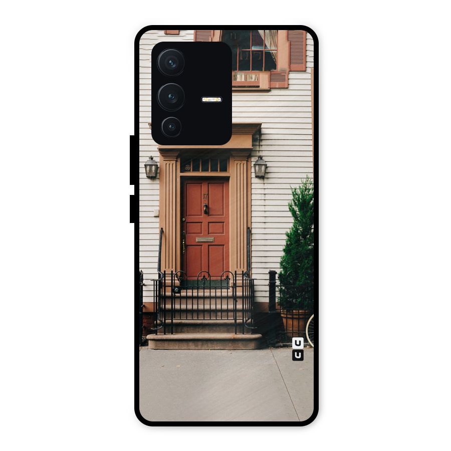 Pretty Orange Door Metal Back Case for Vivo V23 5G