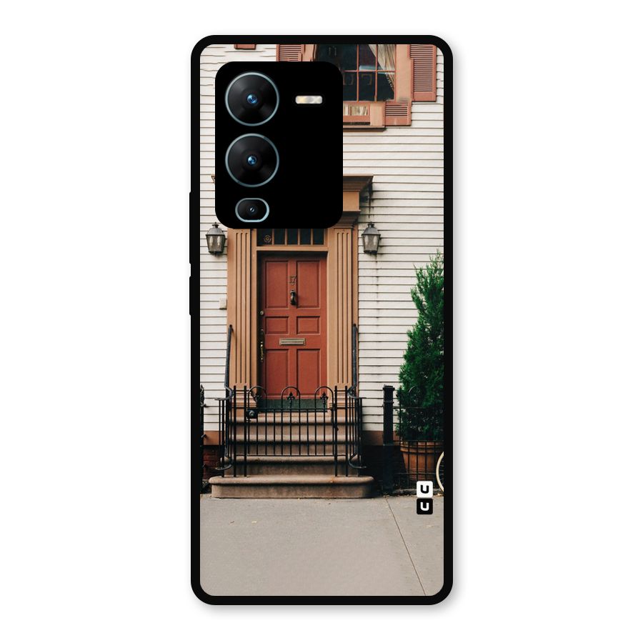 Pretty Orange Door Metal Back Case for Vivo V25 Pro