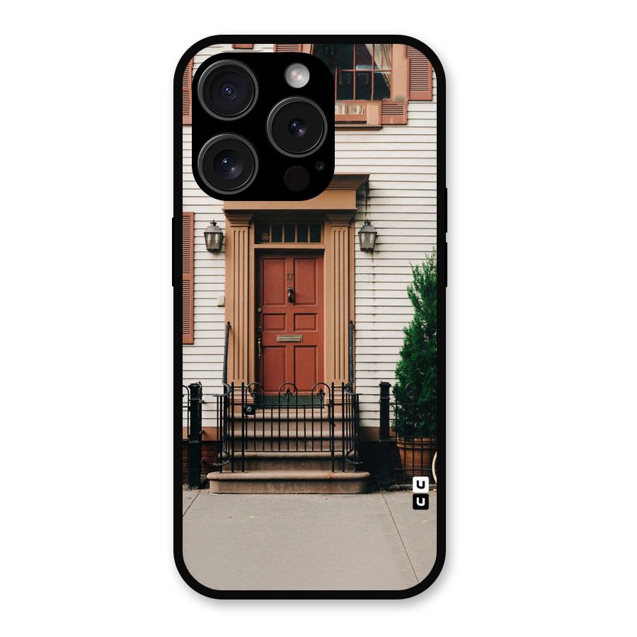 Pretty Orange Door Metal Back Case for iPhone 15 Pro