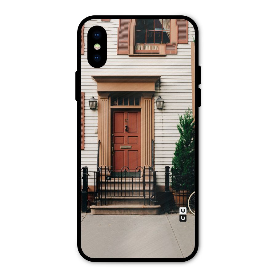 Pretty Orange Door Metal Back Case for iPhone X