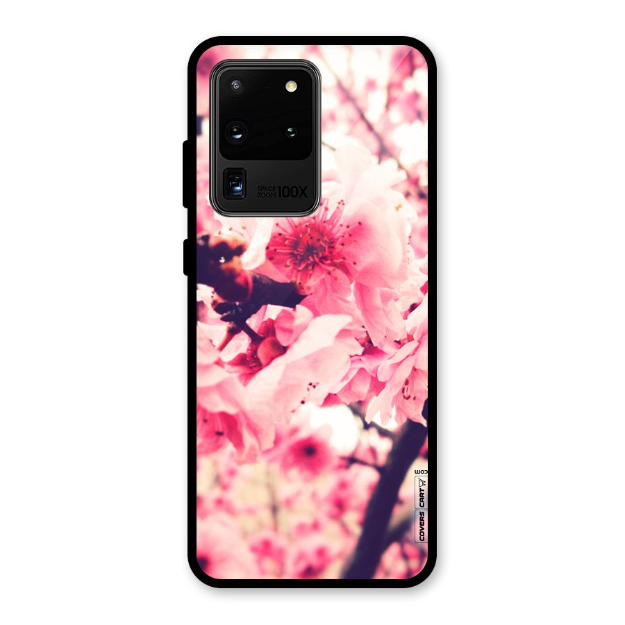 Pretty Pink Flowers Glass Back Case for Galaxy S20 Ultra
