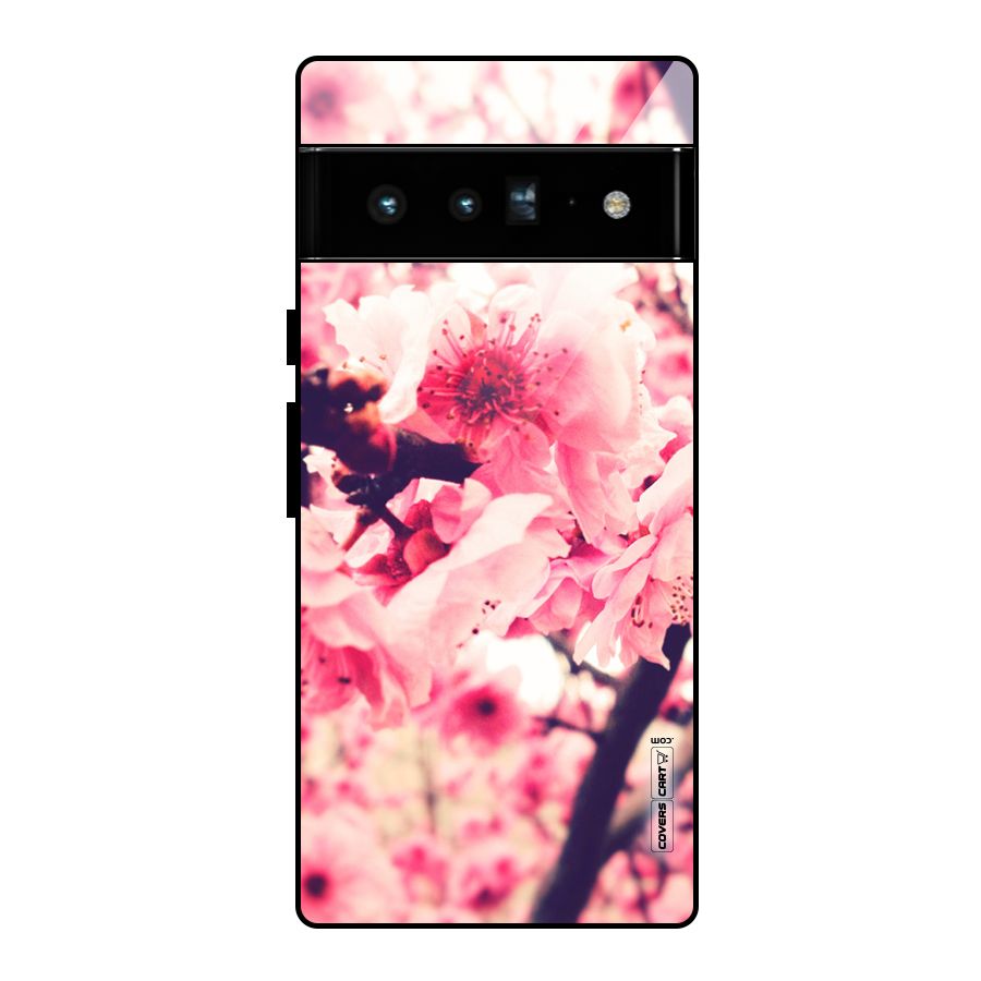 Pretty Pink Flowers Glass Back Case for Google Pixel 6 Pro