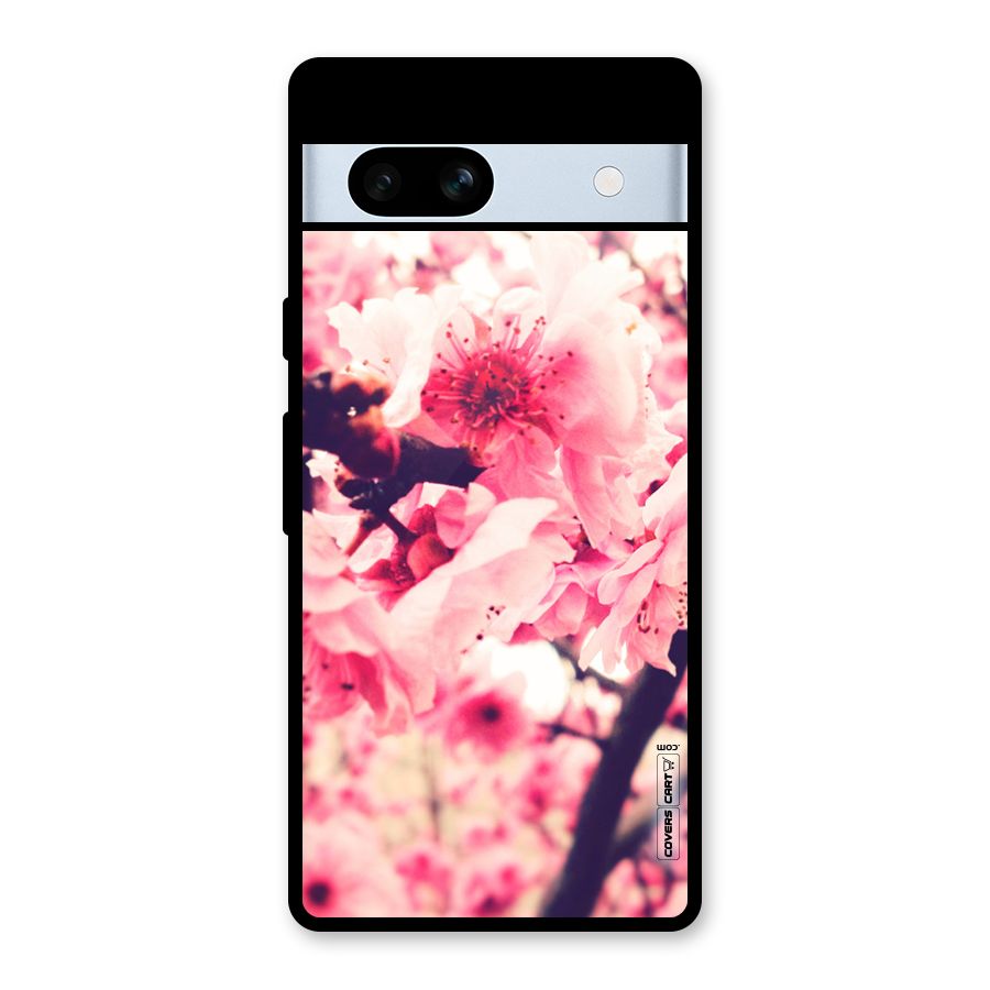 Pretty Pink Flowers Glass Back Case for Google Pixel 7a