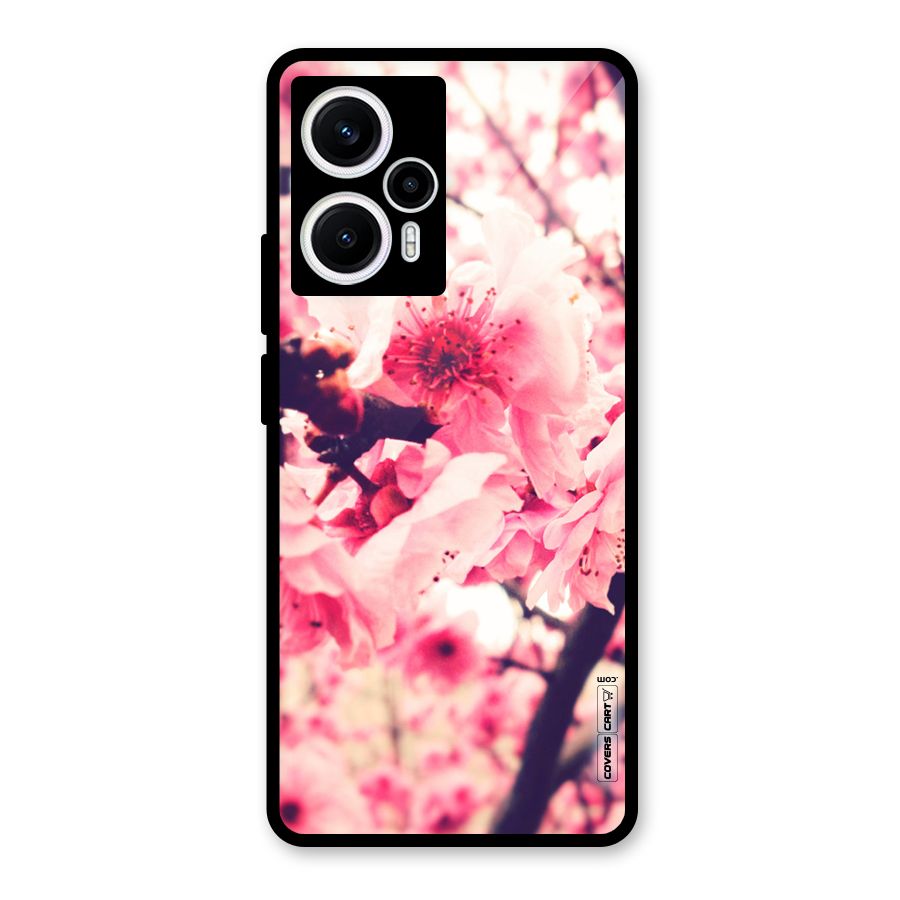 Pretty Pink Flowers Glass Back Case for Poco F5