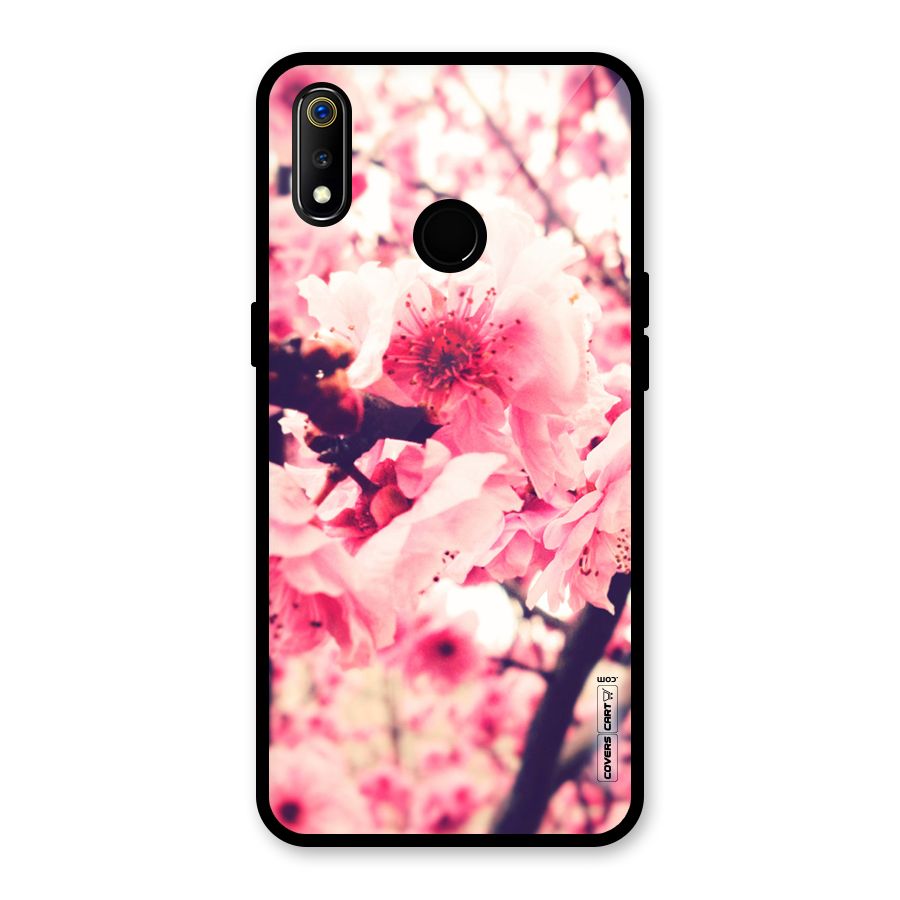 Pretty Pink Flowers Glass Back Case for Realme 3i