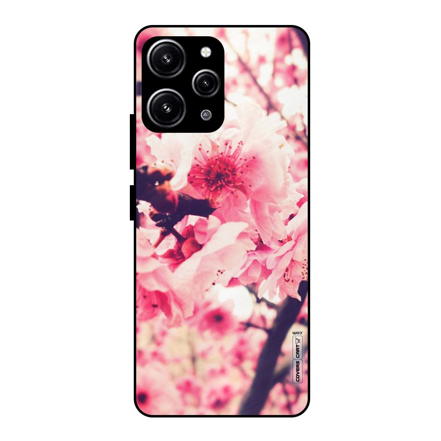 Pretty Pink Flowers Glass Back Case for Redmi 12 4G