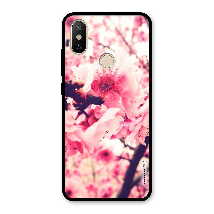 Pretty Pink Flowers Glass Back Case for Redmi A1