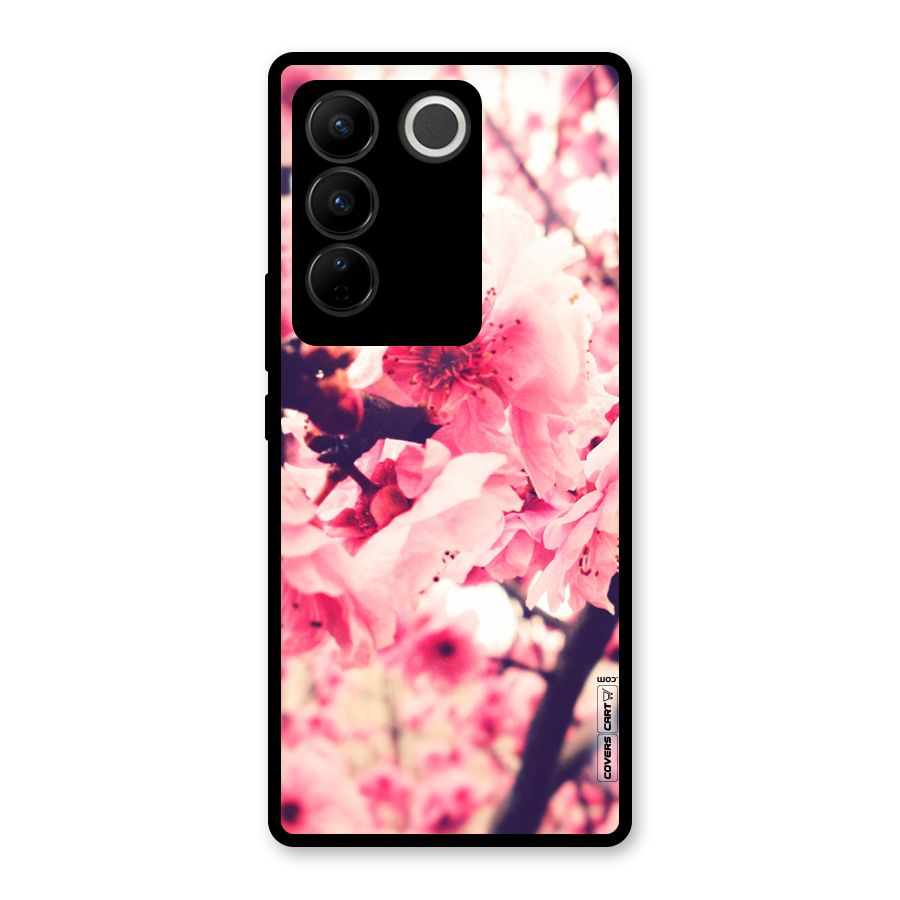 Pretty Pink Flowers Glass Back Case for Vivo V27