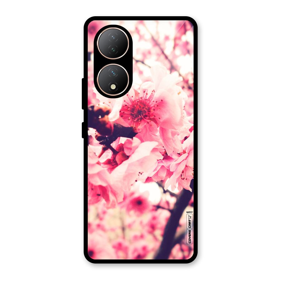 Pretty Pink Flowers Glass Back Case for Vivo Y100A