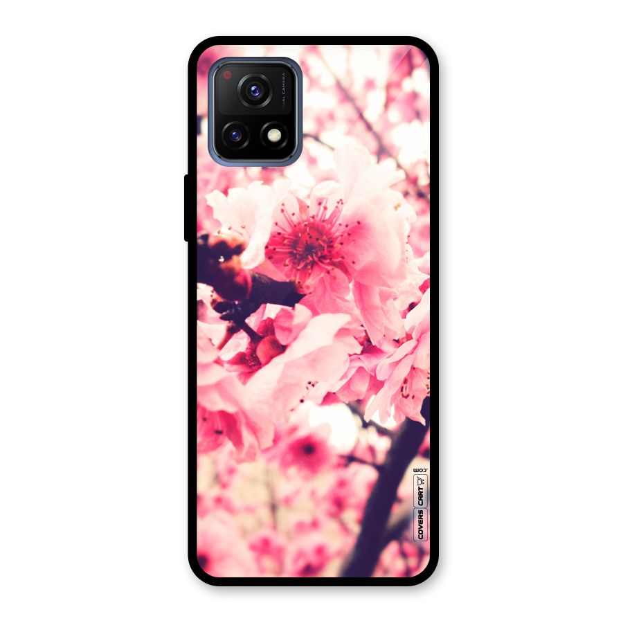 Pretty Pink Flowers Glass Back Case for Vivo Y72 5G