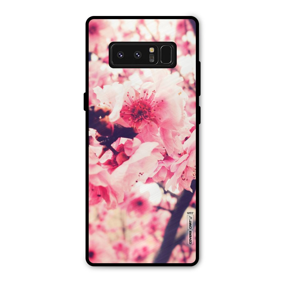 Pretty Pink Flowers Metal Back Case for Galaxy Note 8