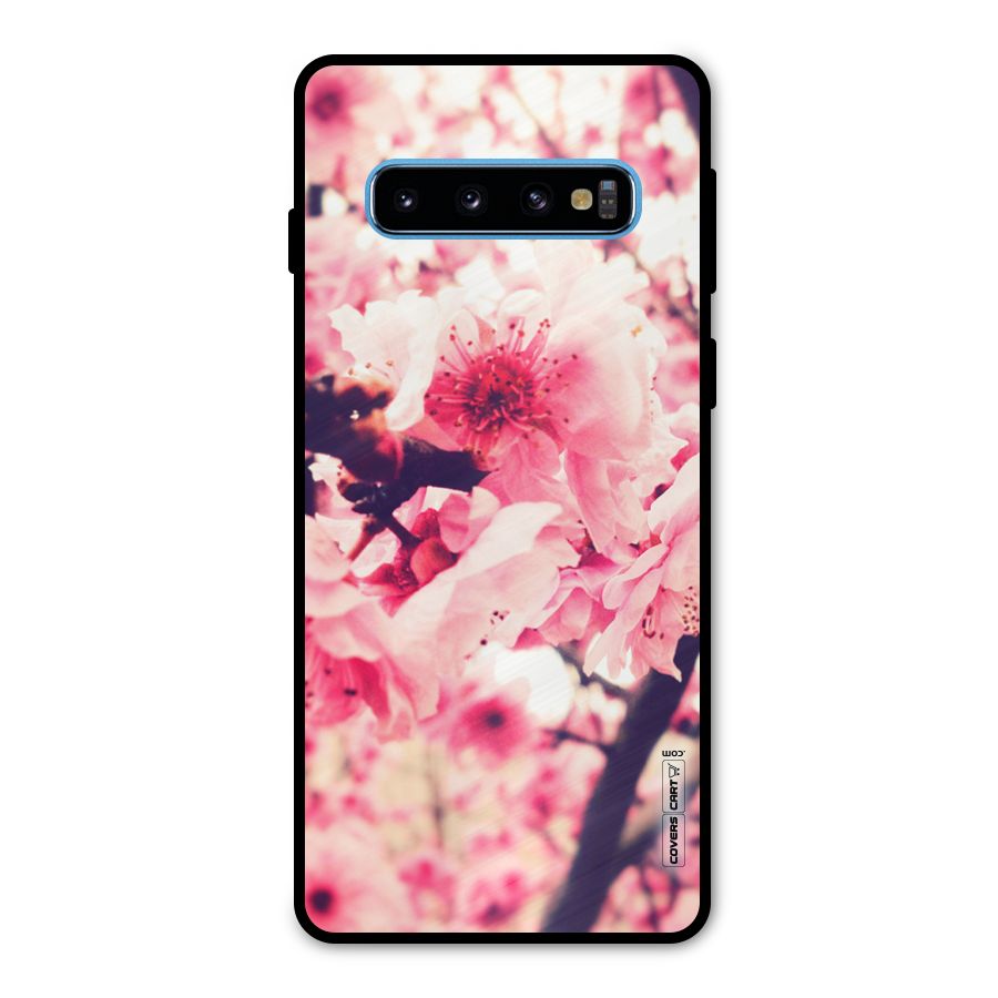 Pretty Pink Flowers Metal Back Case for Galaxy S10