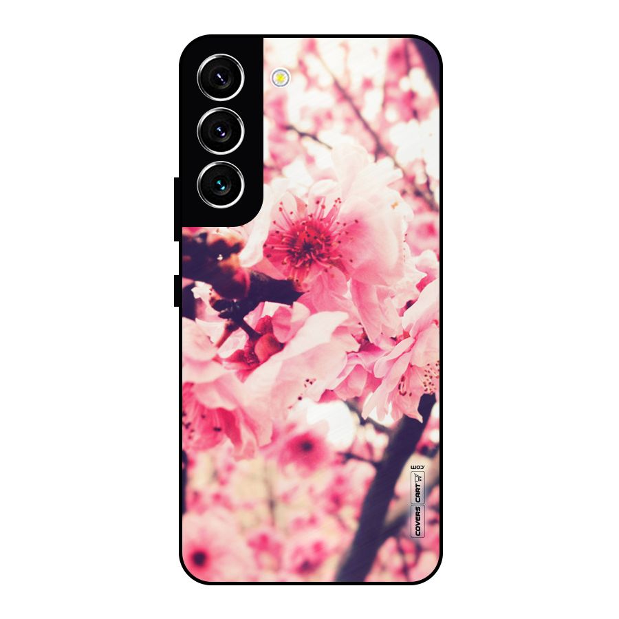 Pretty Pink Flowers Metal Back Case for Galaxy S22 5G