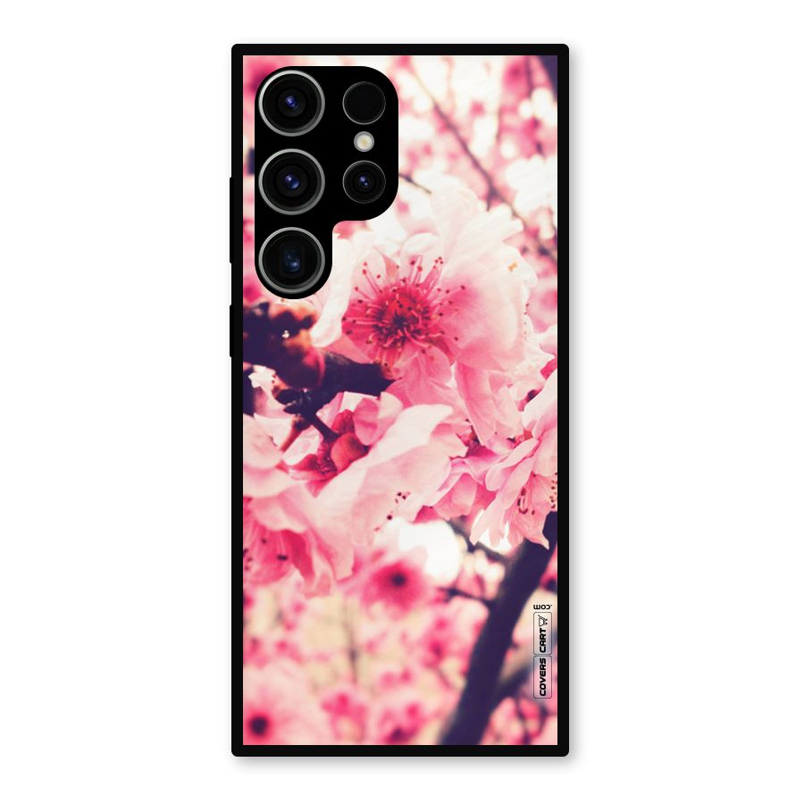 Pretty Pink Flowers Metal Back Case for Galaxy S23 Ultra