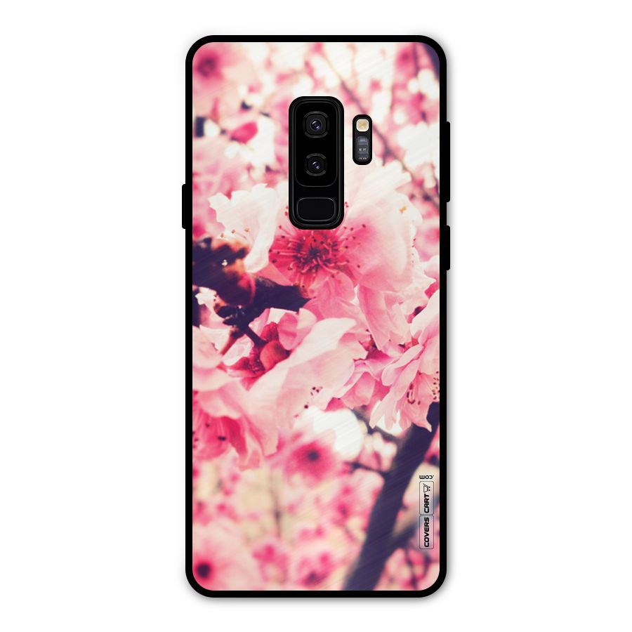 Pretty Pink Flowers Metal Back Case for Galaxy S9 Plus