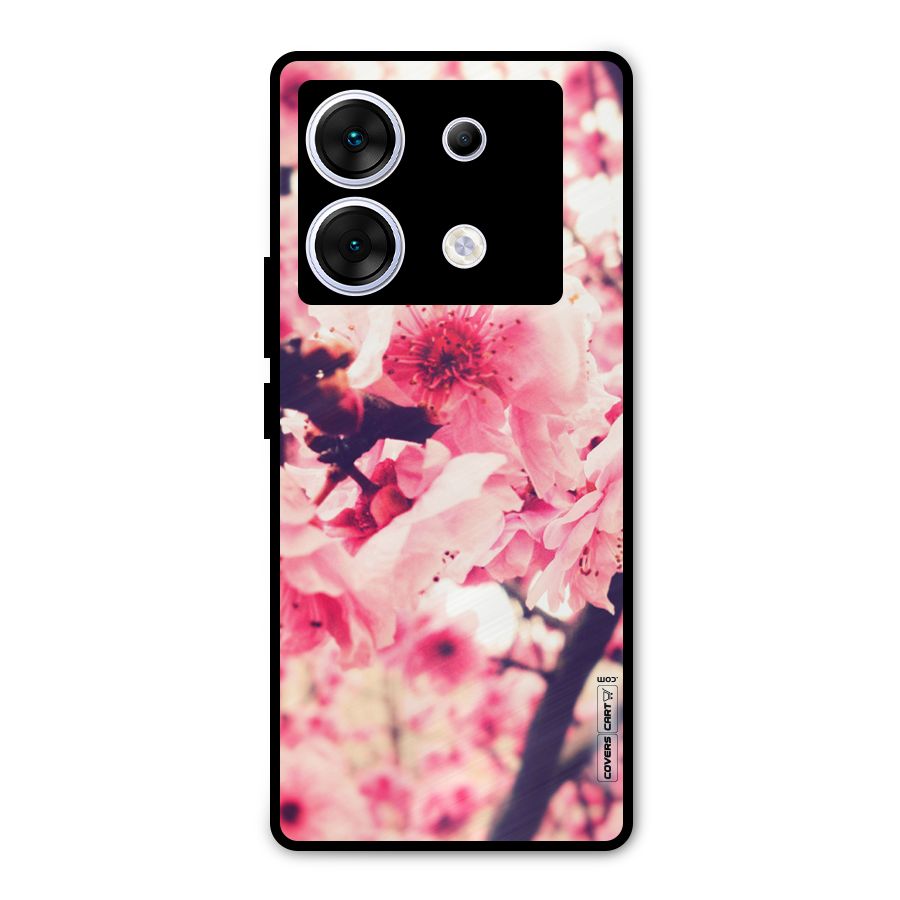 Pretty Pink Flowers Metal Back Case for Infinix Zero 30 5G