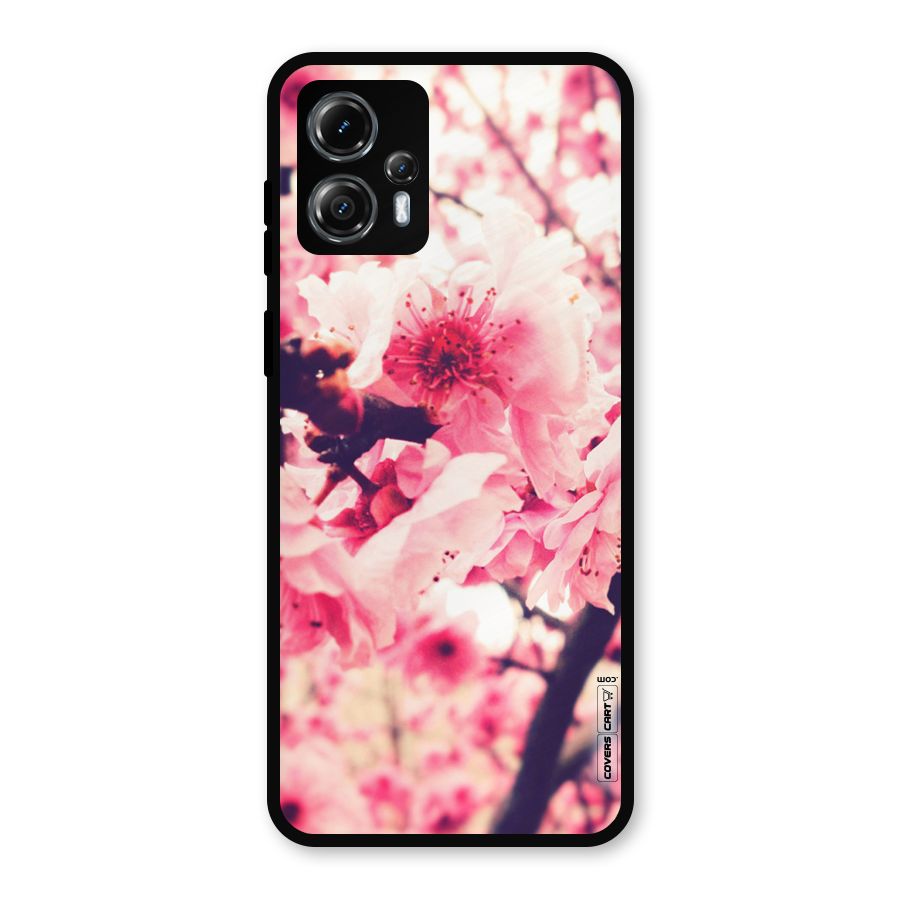 Pretty Pink Flowers Metal Back Case for Moto G13