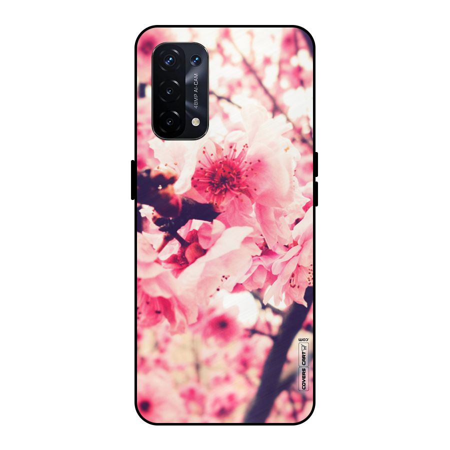 Pretty Pink Flowers Metal Back Case for Oppo A74 5G