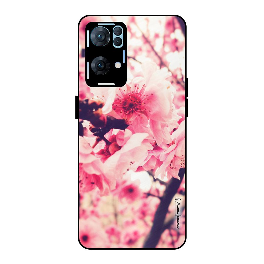 Pretty Pink Flowers Metal Back Case for Oppo Reno7 Pro 5G