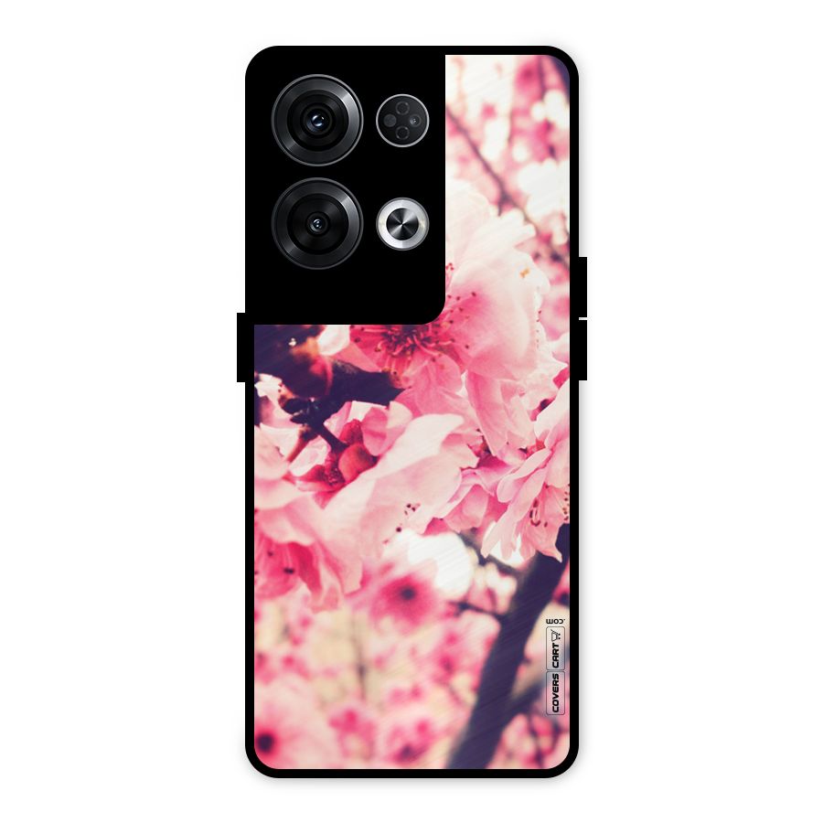 Pretty Pink Flowers Metal Back Case for Oppo Reno8 Pro 5G