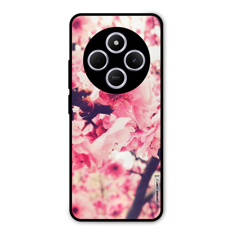 Pretty Pink Flowers Metal Back Case for Poco C75 5G