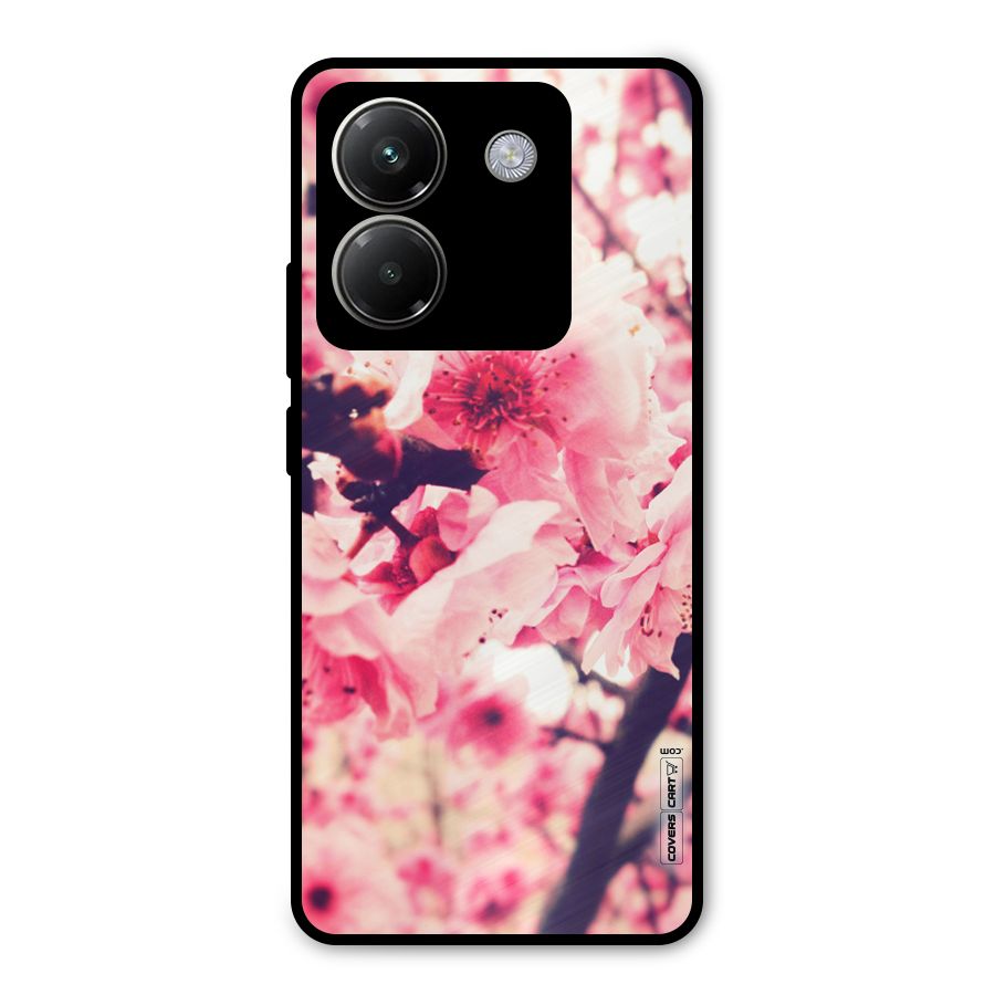 Pretty Pink Flowers Metal Back Case for Poco M7 Pro 5G
