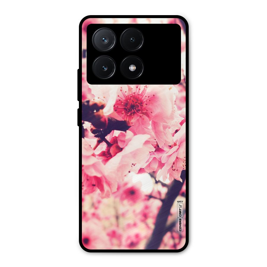 Pretty Pink Flowers Metal Back Case for Poco X6 Pro