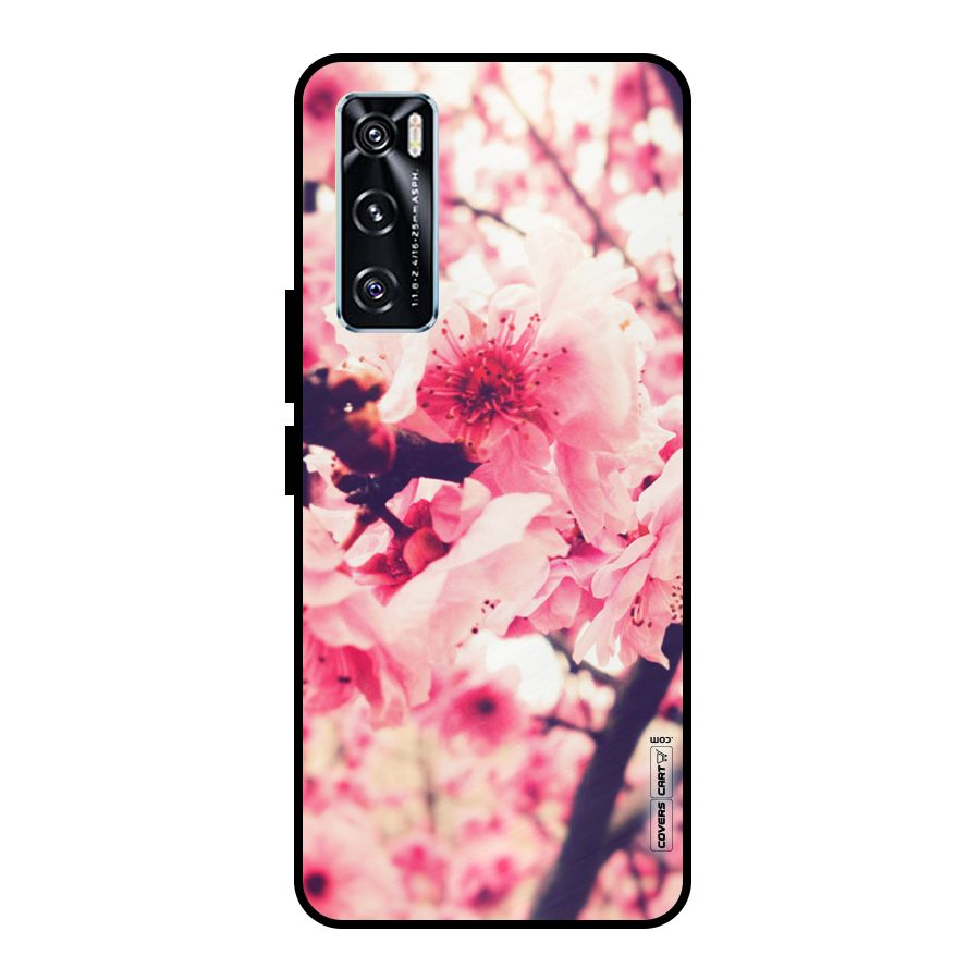 Pretty Pink Flowers Metal Back Case for Vivo V20 SE