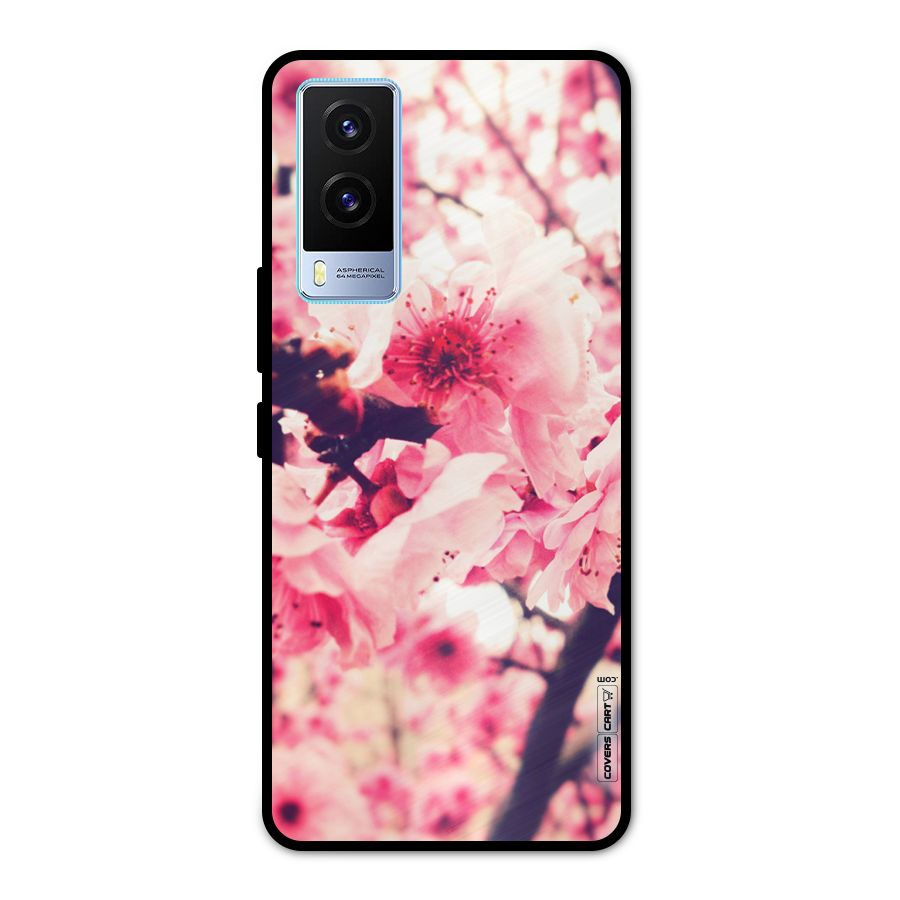 Pretty Pink Flowers Metal Back Case for Vivo V21e 5G