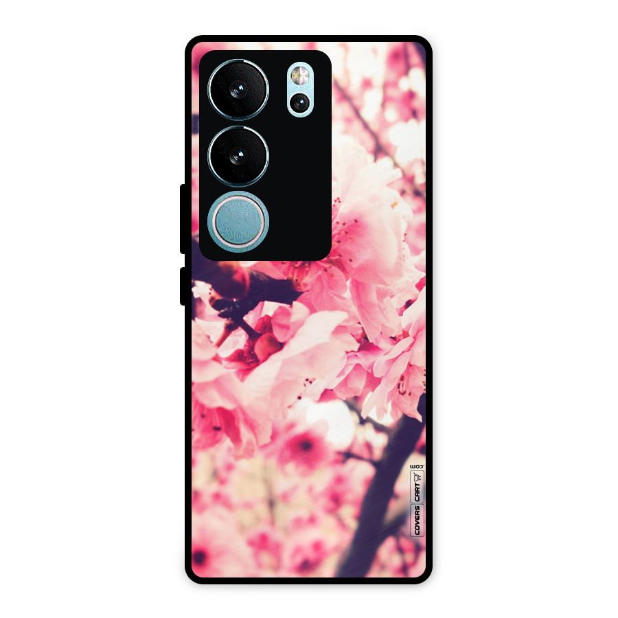 Pretty Pink Flowers Metal Back Case for Vivo V29