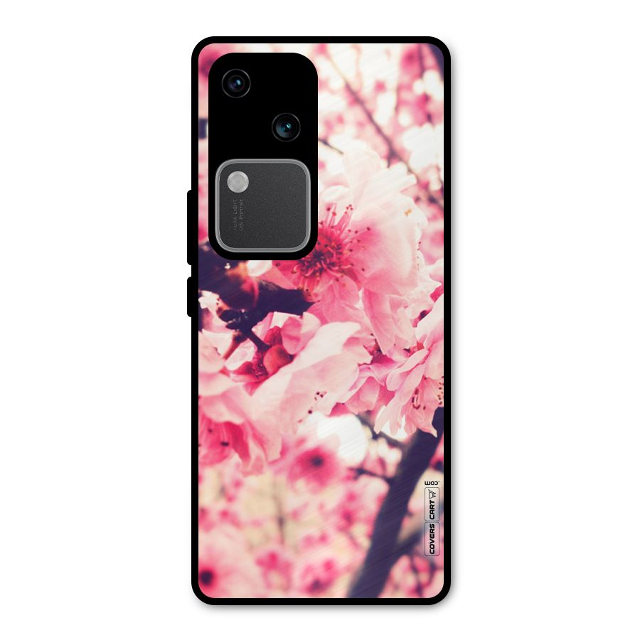 Pretty Pink Flowers Metal Back Case for Vivo V30