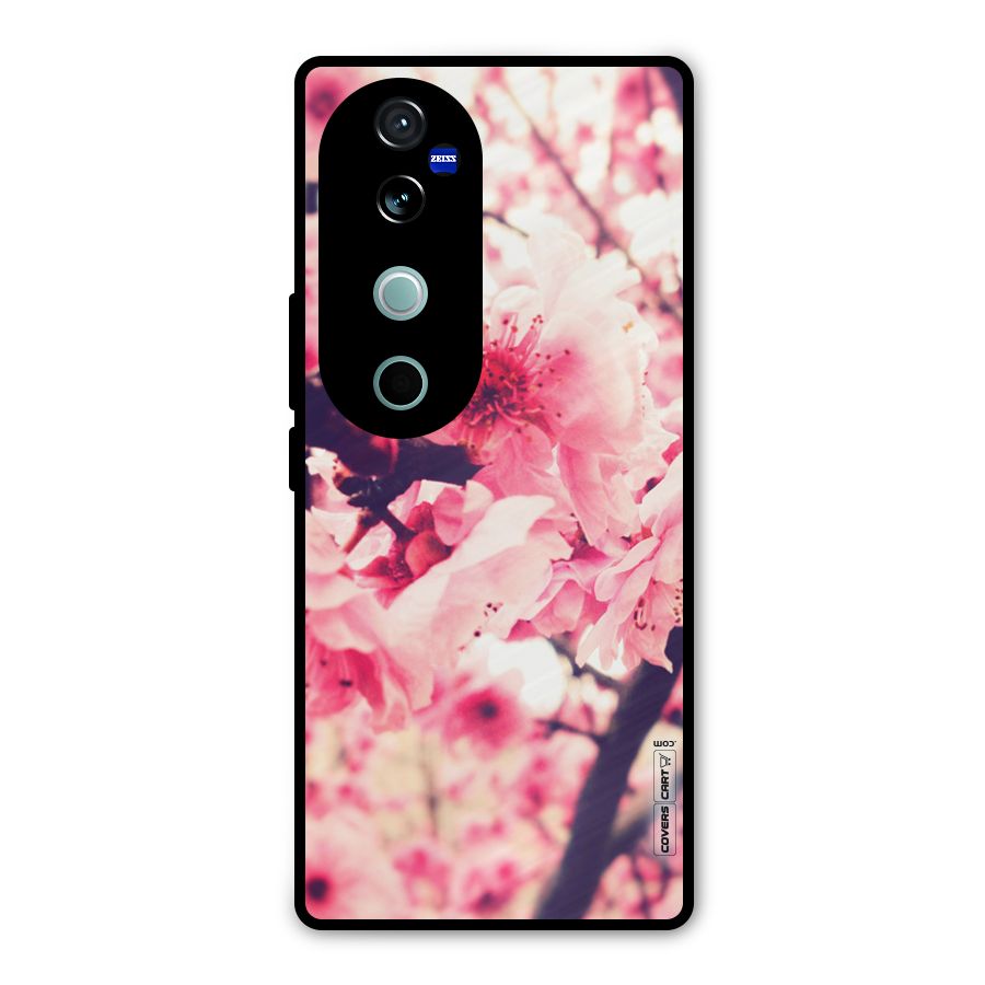Pretty Pink Flowers Metal Back Case for Vivo V40