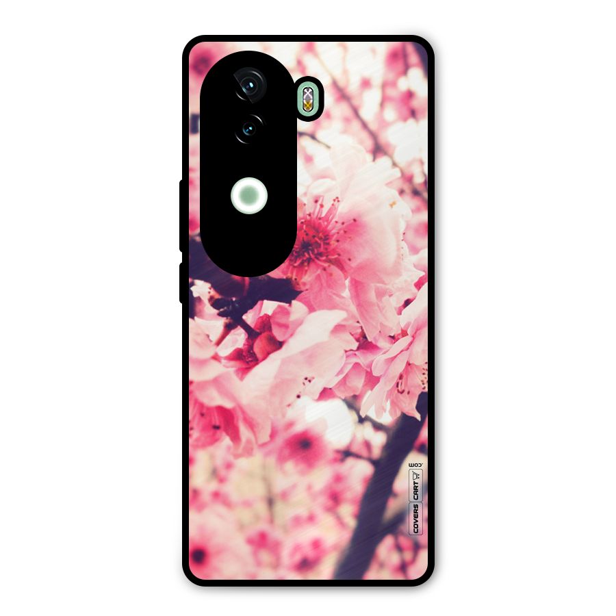 Pretty Pink Flowers Metal Back Case for Vivo V40e