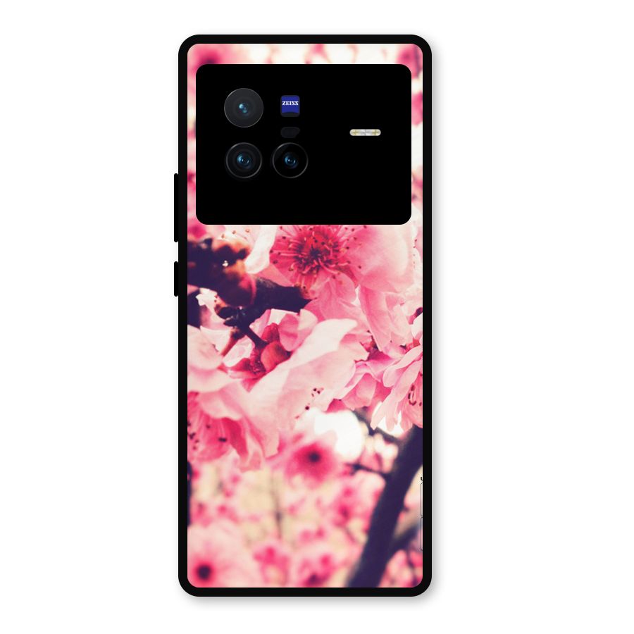 Pretty Pink Flowers Metal Back Case for Vivo X80