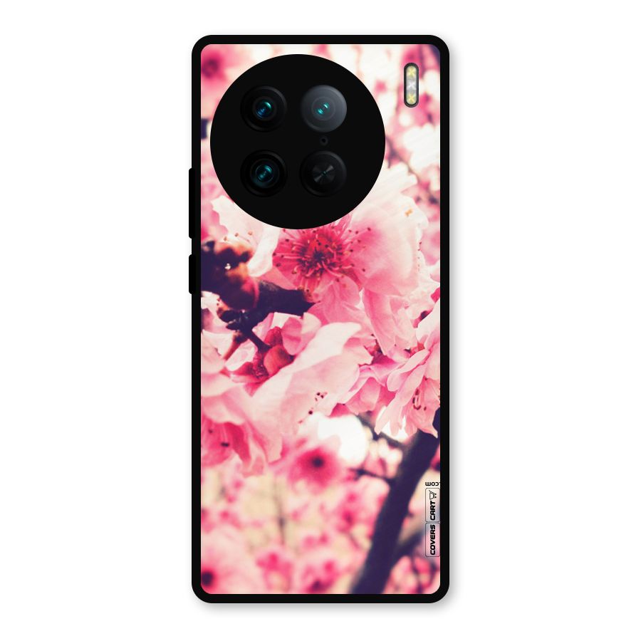 Pretty Pink Flowers Metal Back Case for Vivo X90 Pro