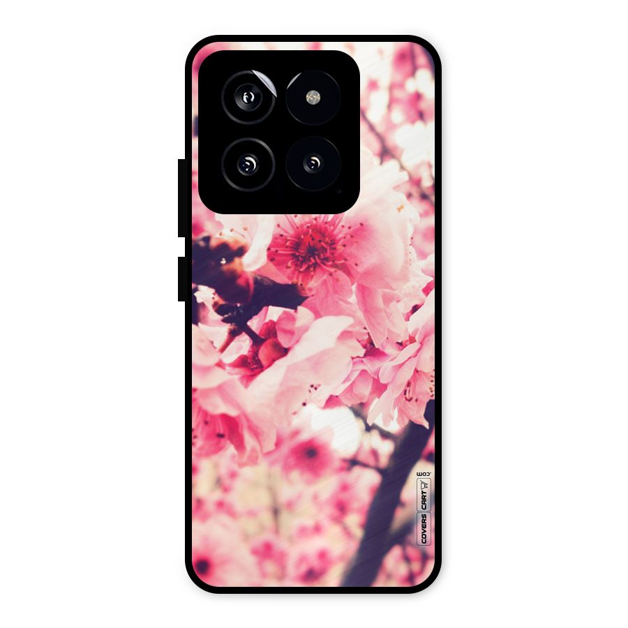 Pretty Pink Flowers Metal Back Case for Xiaomi 14