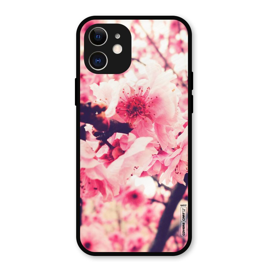 Pretty Pink Flowers Metal Back Case for iPhone 12