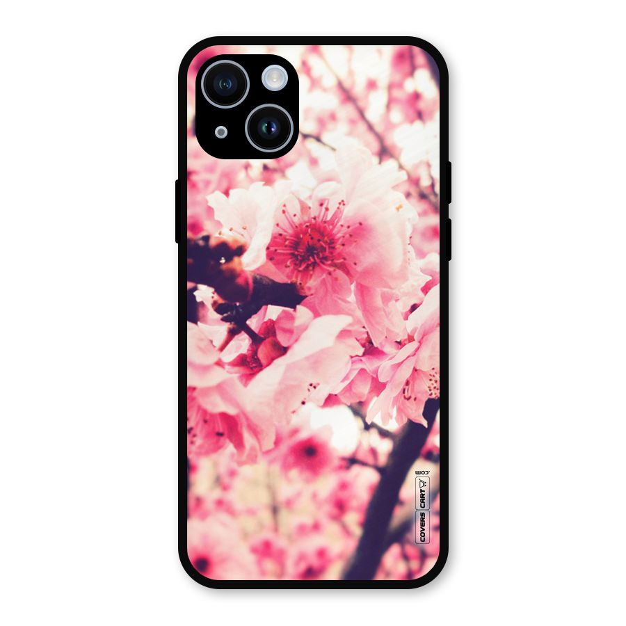 Pretty Pink Flowers Metal Back Case for iPhone 14