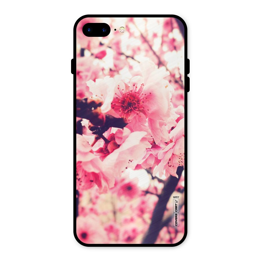 Pretty Pink Flowers Metal Back Case for iPhone 8 Plus