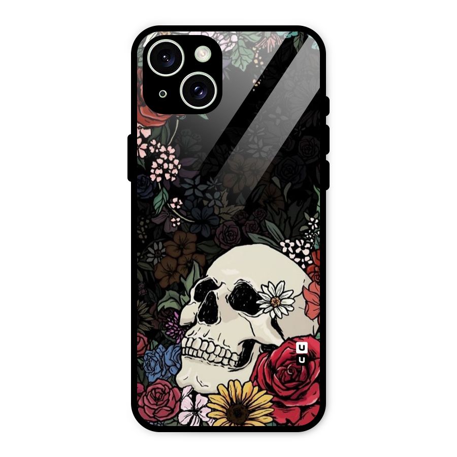 Pretty Skull Glass Back Case for iPhone 15 Plus