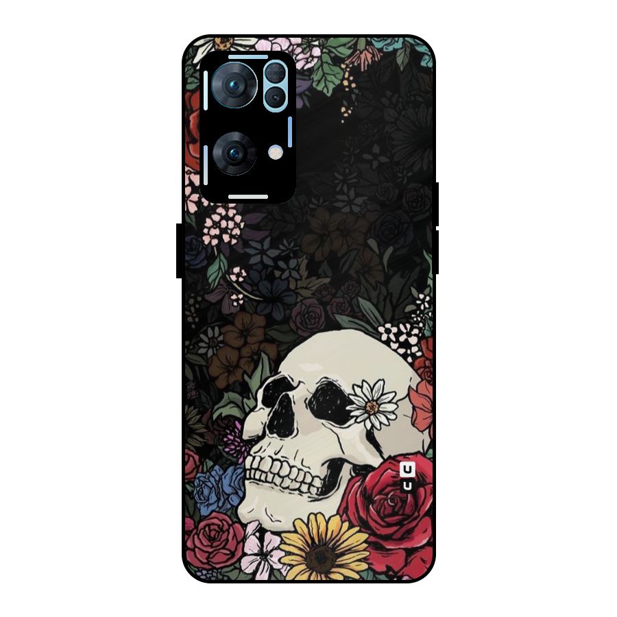 Pretty Skull Metal Back Case for Oppo Reno7 Pro 5G