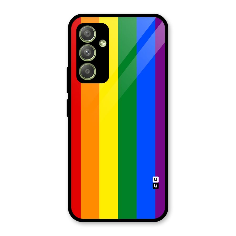 Pride Rainbow Stripes Glass Back Case for Galaxy A54
