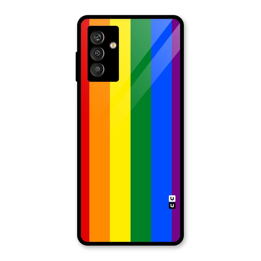 Pride Rainbow Stripes Glass Back Case for Galaxy M13