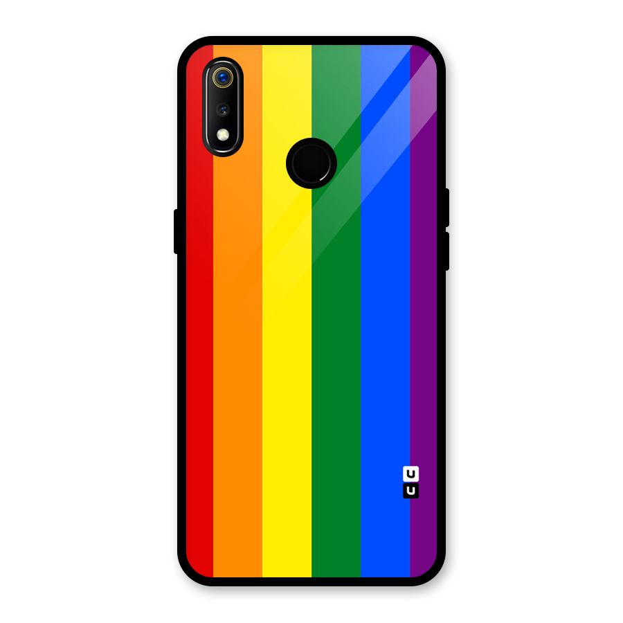 Pride Rainbow Stripes Glass Back Case for Realme 3