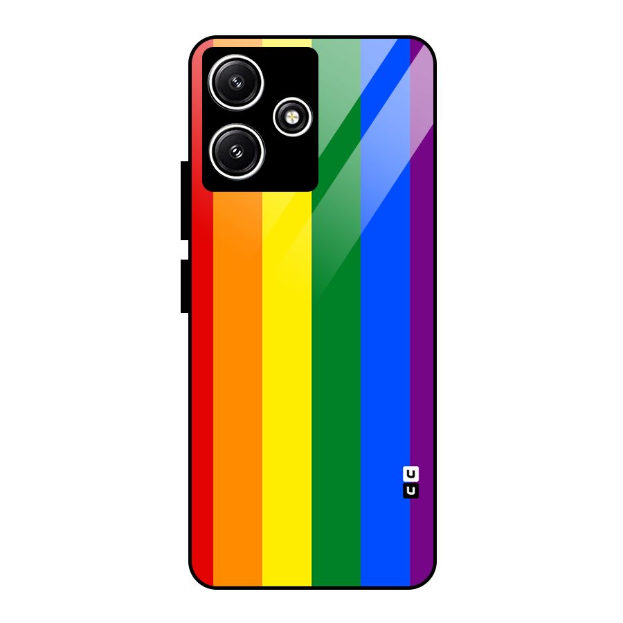 Pride Rainbow Stripes Glass Back Case for Redmi 12 5G