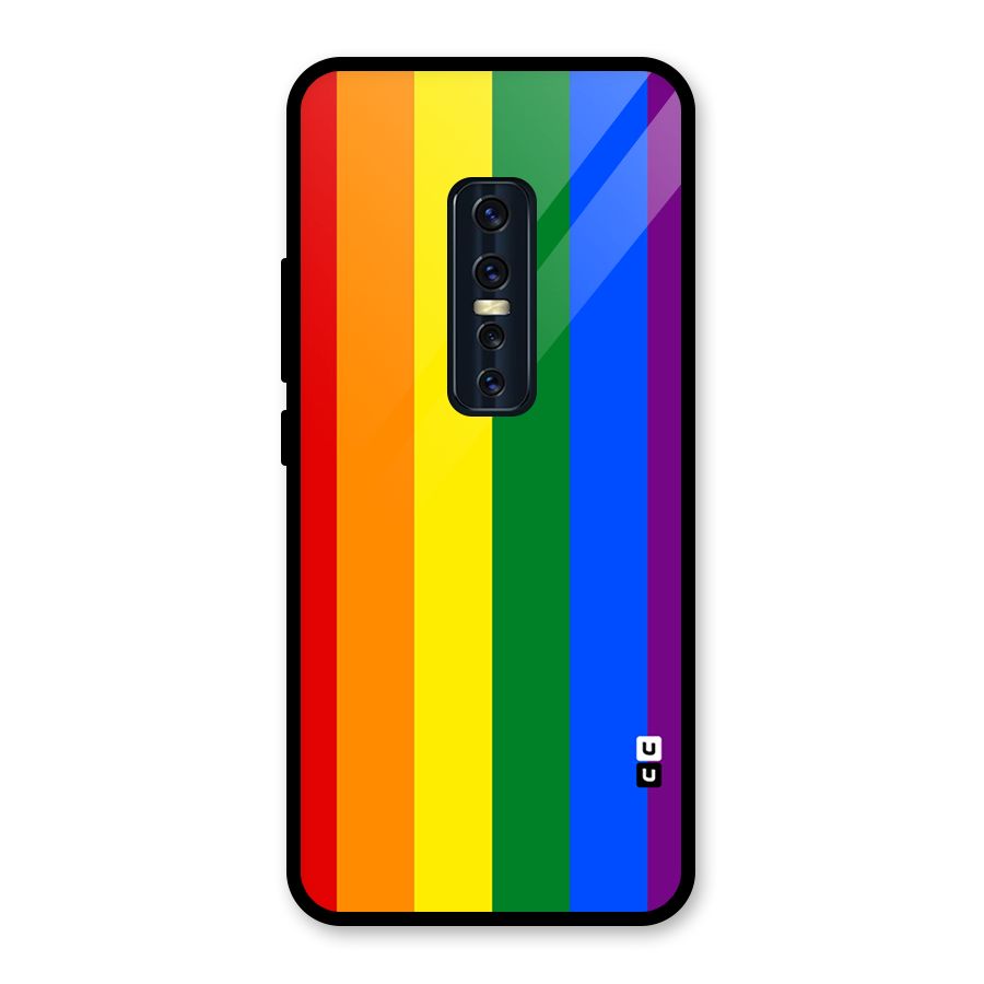 Pride Rainbow Stripes Glass Back Case for Vivo V17 Pro