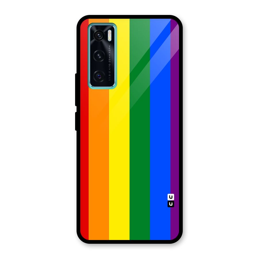 Pride Rainbow Stripes Glass Back Case for Vivo V20 SE